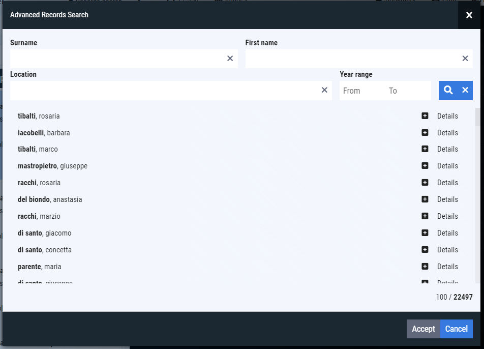 Advance record searc